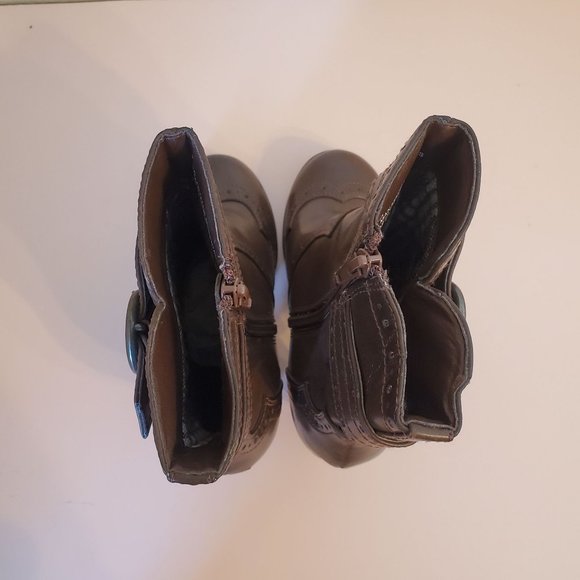 Mudd 7M Brown Chunky Heels 90s Y2K School Girl Boots ELSA Western Wingtip - Picture 8 of 10